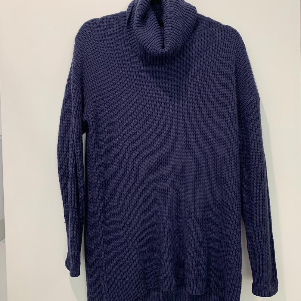 Halogen XS navy cowl/turtleneck long sweater